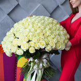 101 White Roses Bouquet